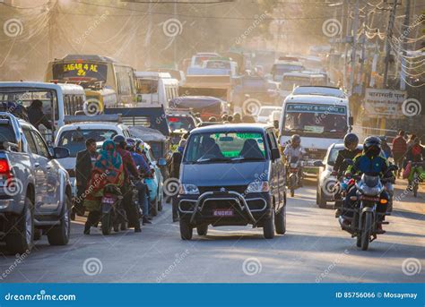 Nepal 4 January 2017 Traffic Jam In Kathmandu Town Editorial Photo