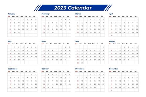2023 Calendar With Table 2909094 Vector Art At Vecteezy
