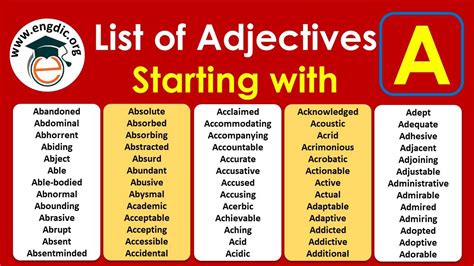 Adjectives That Start With A Archives Engdic