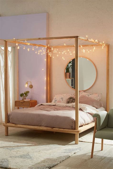 With the shiny sunlight coming through the. Eva Wooden Canopy Bed in 2020 | Canopy bed frame, Wooden ...