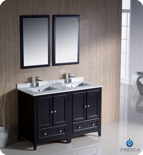 48 Espresso Traditional Double Sink Bathroom Vanity With Top Sink