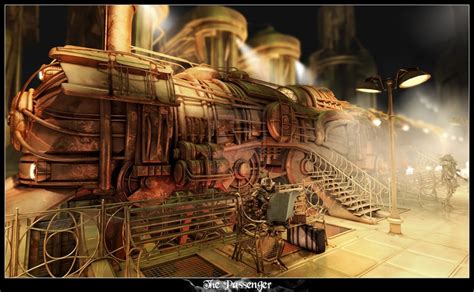 Locomotive Steampunk Background Beautiful Fantasy Art Passenger