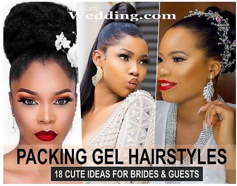 Packing gel hairstyle for medium length hair looks prettier if you make it into curls. 18 Cute Packing Gel Hairstyles for Brides and Guests (Pictures) - NaijaGlamWedding