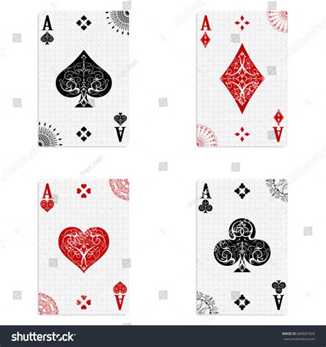 Set Four Aces Deck Cards Playing Stock Vector Royalty Free 689601829