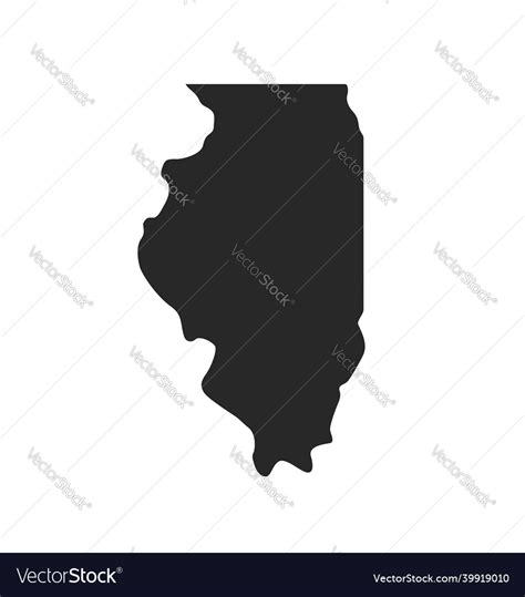 Illinois Il State Shape Simplified Silhouette Vector Image