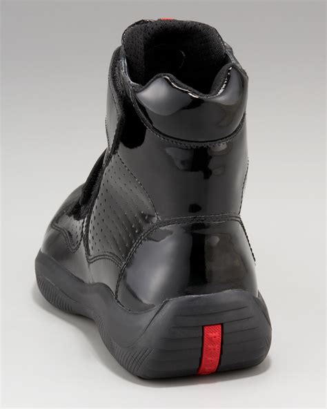 Prada Patent Hi Top Sneaker In Black For Men Lyst
