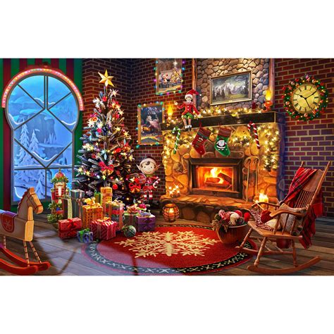 Lavievert 1000 Piece Wooden Jigsaw Puzzles Christmas Puzzle Game Fireplace Christmas Tree