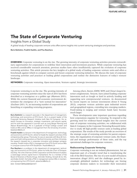 Pdf The Strategic Value Of Corporate Venture Capital Investments