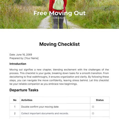 Moving Out Checklist Template Edit Online And Download Example
