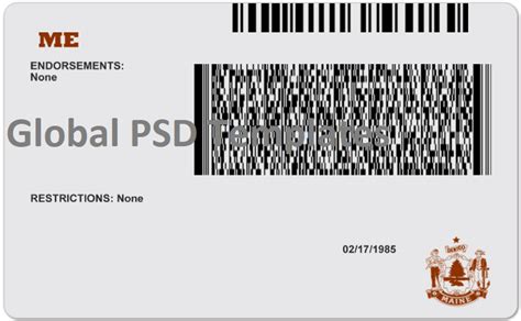 Maine Drivers License Template Front And Back V2 Global Psd Template