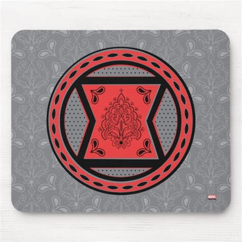 Avengers Red And Black Paisley Black Widow Logo Mouse Pad