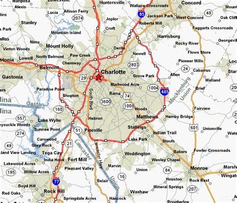 Map Of Charlotte North Carolina And Surrounding Areas Coastal Map World