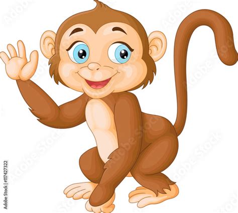 Cartoon Funny Monkey Waving Hand Stock Image And Royalty Free Vector
