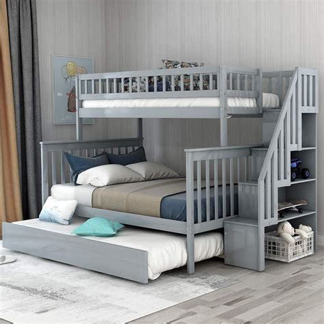 Full Stairway Bunk Beds Twin Over Full Size King Bunk Beds With