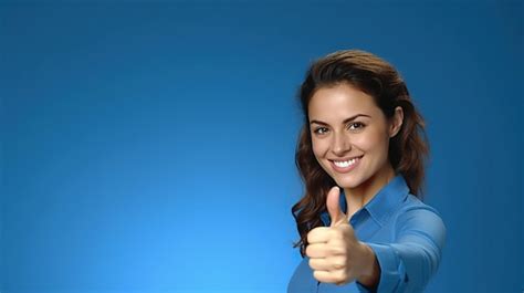 Premium Photo Banner Portrait Of An Attractive Woman Giving Thumb Up