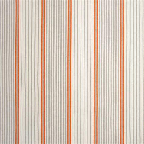 Mandarin Orange Stripe Cotton Upholstery Fabric By The Yard