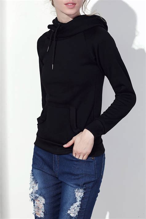58 Off 2018 Stylish Hooded Long Sleeve Drawstring Solid Color