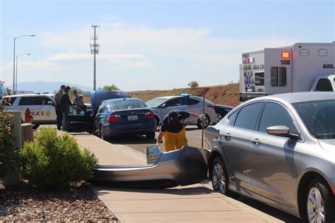 Police Distracted Driver Smashes Into Parked Cars St George News