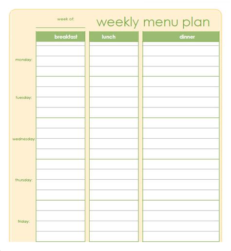 11 Meal Planning Samples Sample Templates