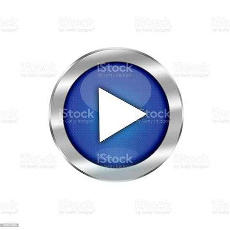 Blue Glossy Web Play Button Isolated On White Stock Illustration
