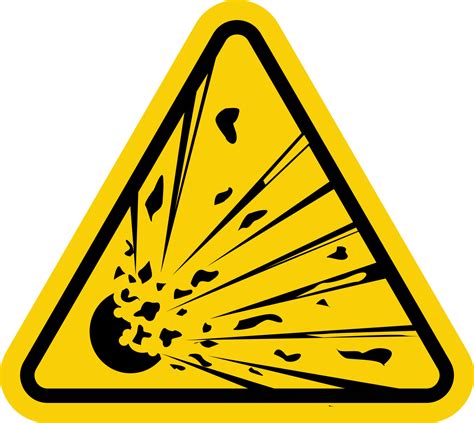 Explosive Materials Sign Explosives Warning Sign Yellow Triangle Sign