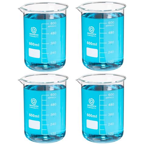 4 Pack Of Glass Beakers 600ml Education And Research Equipment For