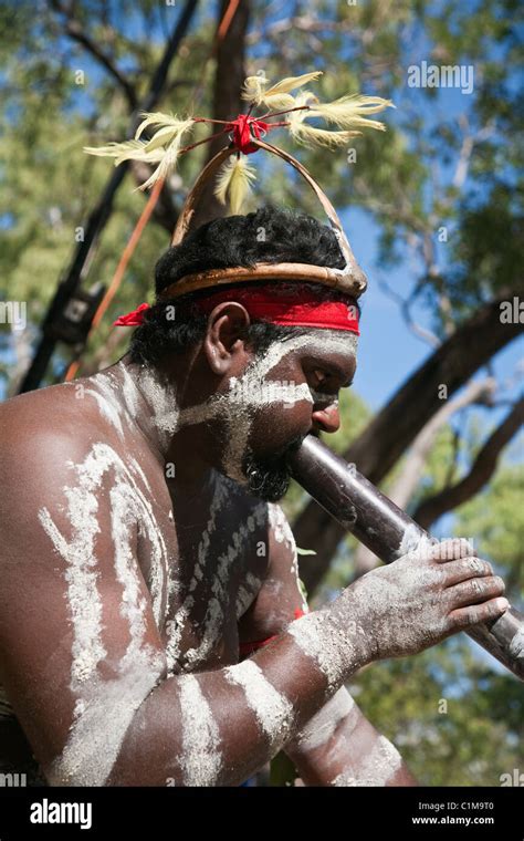 indigenous performer playing the didgeridoo laura aboriginal dance festival laura queensland