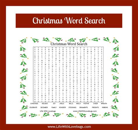 Christmas Word Search Printable Life With Lovebugs