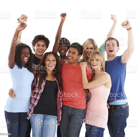 Diverse Teens Celebrating Isolated Stock Photo - Download ...