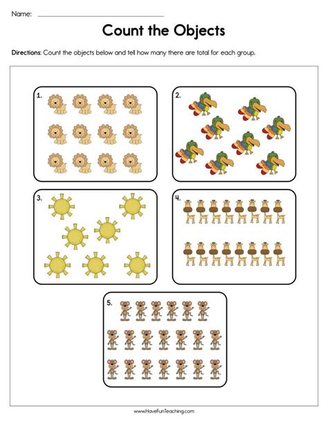 Counting Objects To 20 Worksheets