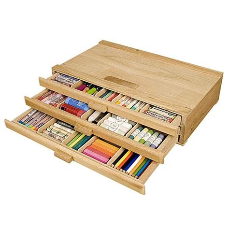 Creative Mark Pastel Storage Box 3 Drawer Wood Art Box