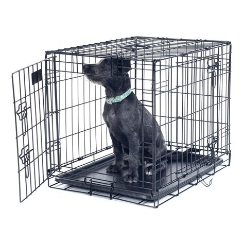 Comfortable mats, pads, or beds make the pet relate the crate with positive behavior. PETMAKER Medium 2 Door Foldable Dog Crate Cage - 30 x 19 Inch