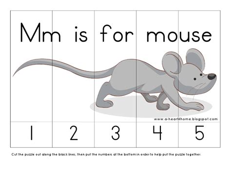Number puzzles freebies for preschool and kindergarten. A Heart For Home: Free Printable: Mm is for Mouse Tot ...