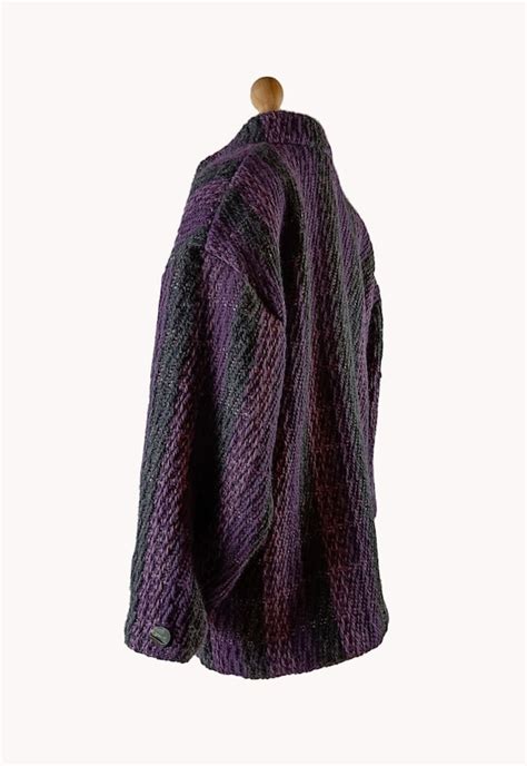 Vintage Purple Wool 1980s Oversized Cocoon Coat Gem