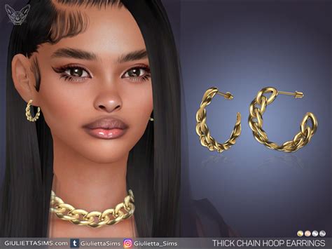 The Sims Resource Thick Chain Hoop Earrings