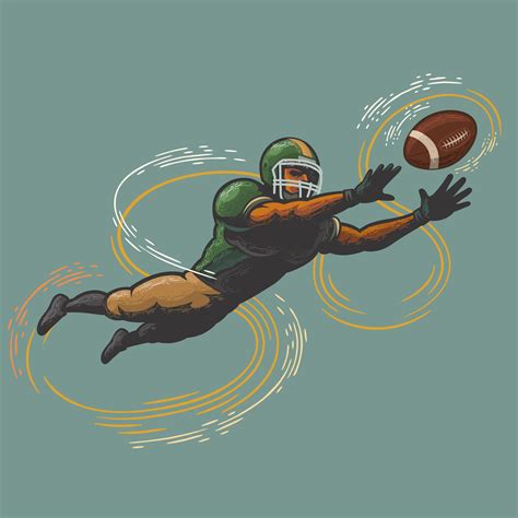 American Football Player Catching The Ball 1864798 Vector Art At Vecteezy