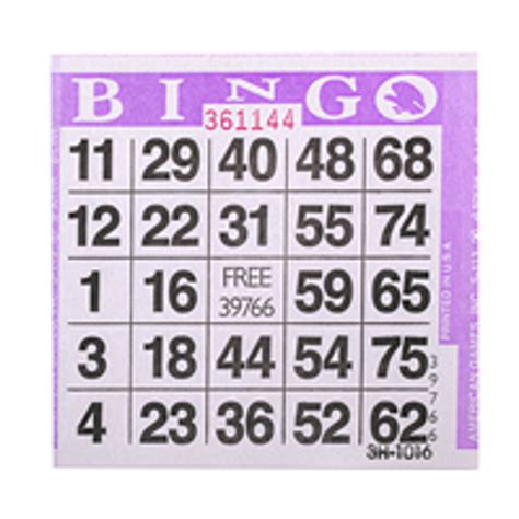 American Games Bingo Paper Game Cards 1 Card Purple 500 Cards Per