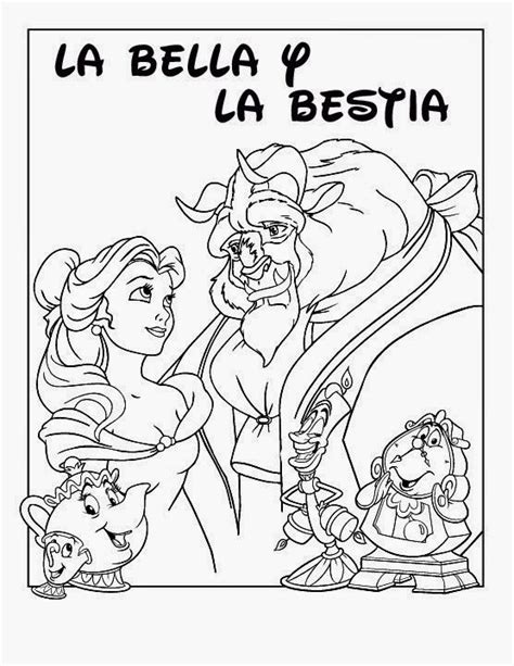 Cuentos infantiles La Bella y la Bestia para colorear. Dibujos para