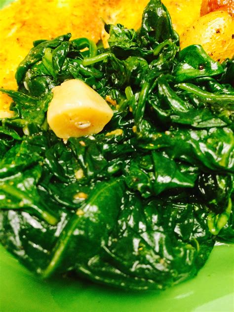 Sautéed Spinach w/ Roasted Garlic | A Heaping Spoonful…
