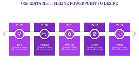 Elegant Editable Timeline Powerpoint In Purple Color Slide