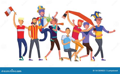 Sport Fans Man Cheering Up Sporting Team Vector Stock Vector