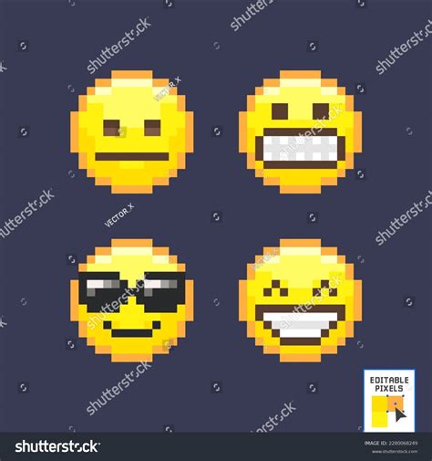 Pixel Art Emoji Icon Set Funny Stock Vector Royalty Free 2280068249