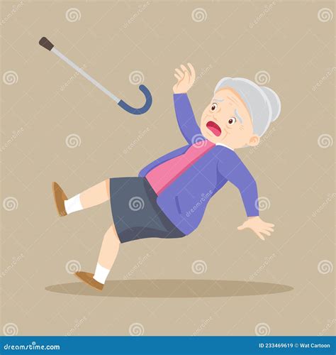 Elderly Woman Falling Down Stock Vector Illustration Of Accident