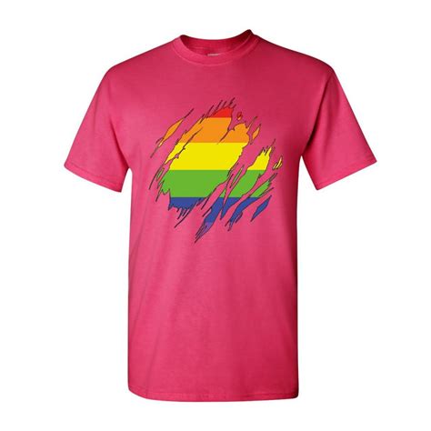 Tee Hunt Ripped Gay Pride Rainbow Flag T Shirt Lgbtq Love Wins Tee Hot