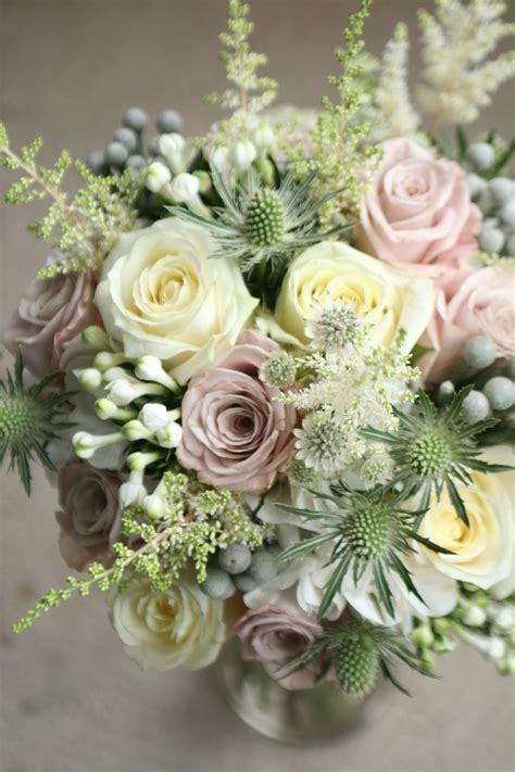 Vintage Style Bouquet Of Avalanche And Menthe Roses Astilbe Astrantia