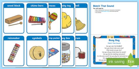 Match That Sound Busy Bag Prompt Card And Resource Pack