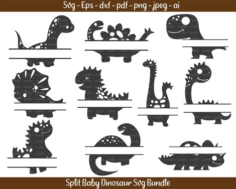 Split Baby Dinosaur Svg Dinosaur Clipart Dino Svg Dino Etsy India
