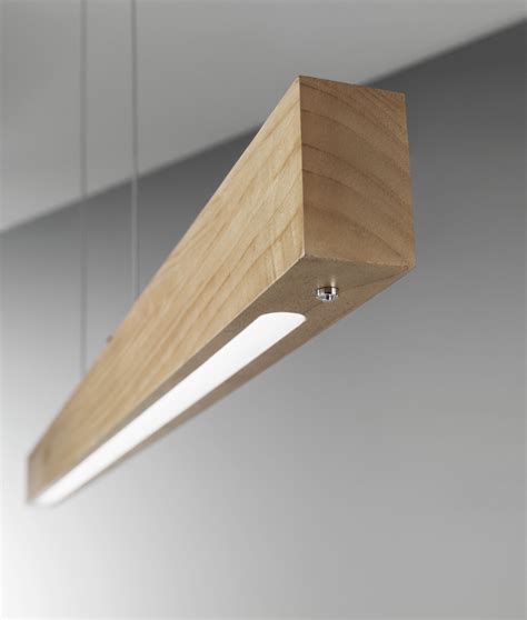 Long Linear Suspended Oak Pendant Built In Led Dimming Wooden Lamps