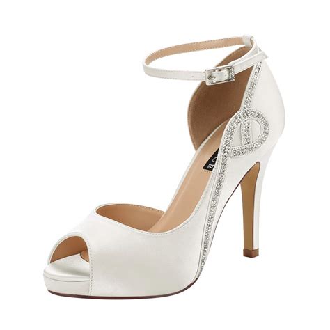 15 comfortable bridal shoes and heels for under $500. ERIJUNOR E8816 Women Peep Toe Side Open Rhinestones ...