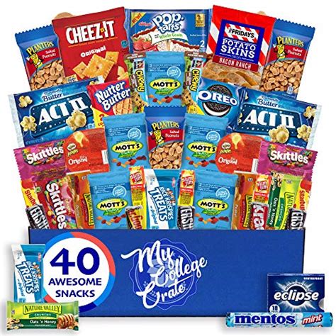 My College Crate 40 Piece Small Care Package Snack Box Variety Pack For Adults Bulk Food